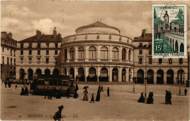 Carte postale ancienne Rennes - Le Théatre à Rennes
