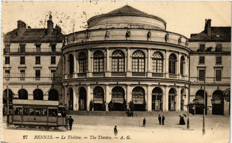 Carte postale ancienne Rennes - Le Théatre - The Theatre à Rennes