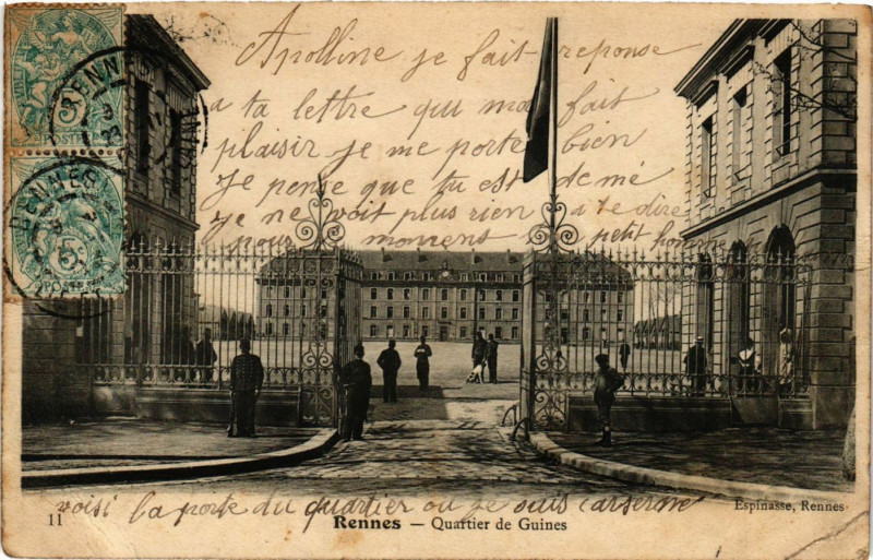 Carte postale ancienne Rennes - Quartier de Guines à Rennes