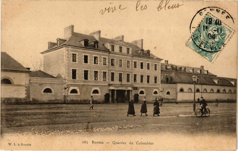 Carte postale ancienne Rennes - Quartier du Colombier à Rennes