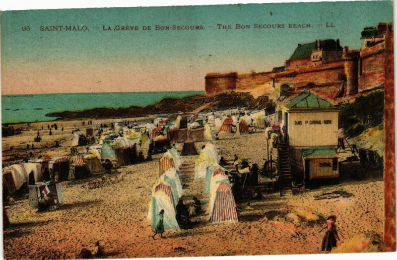 Carte postale ancienne Saint-Malo-La Greve de Bon Secours à Saint-Malo