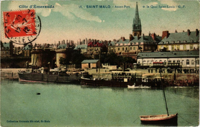 Carte postale ancienne Saint-Malo-Avant-Port et le Quai Saint-Louis à Saint-Malo