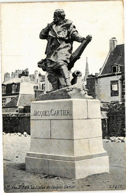 Carte postale ancienne Ed. Aqua 742 Saint-Malo la statue de Jacques Cartier à Saint-Malo