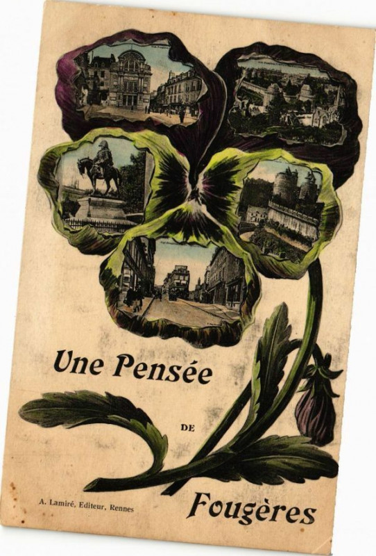 Carte postale ancienne Une Pensée de Fougeres à Fougères