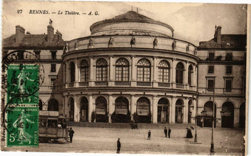 Carte postale ancienne Rennes-Le Théatre à Rennes