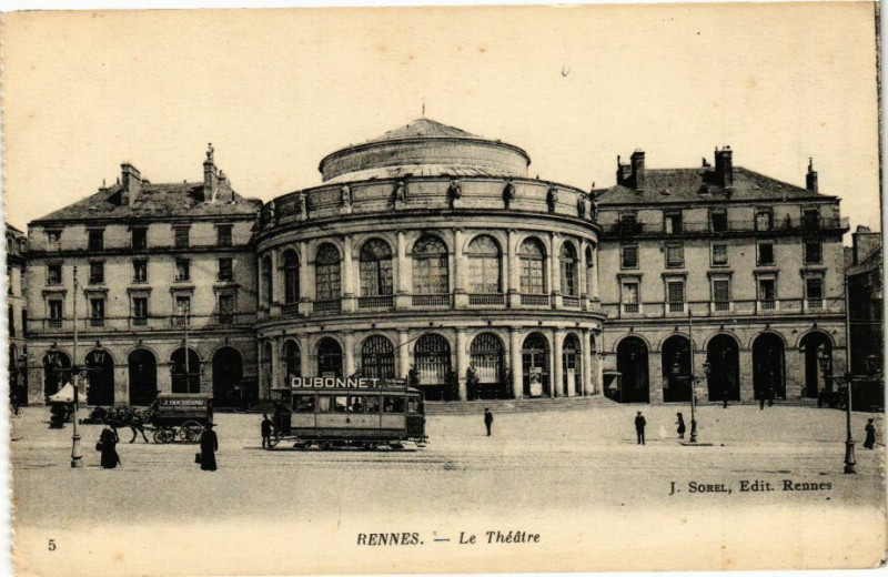 Carte postale ancienne Rennes-Le Théatre à Rennes