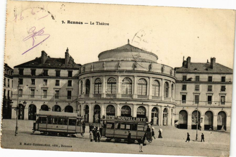 Carte postale ancienne Rennes-Le Théatre à Rennes