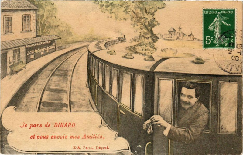 Carte postale ancienne Je pars de Dinard et vous envoie mes Amities à Dinard
