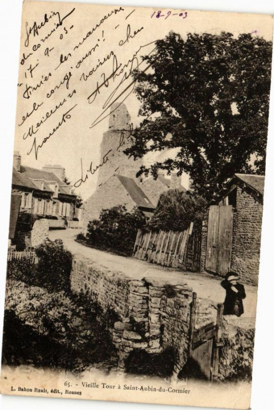 Carte postale ancienne Vieille Tour a Saint-Aubin du Cormier à Saint-Aubin-du-Cormier
