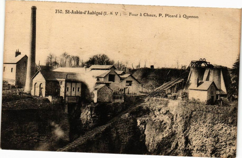 Carte postale ancienne Saint-Aubin d'Aubigné-Four a Chaux à Aubigné