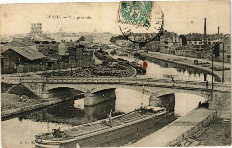 Carte postale ancienne Rennes-Vue Générale à Rennes
