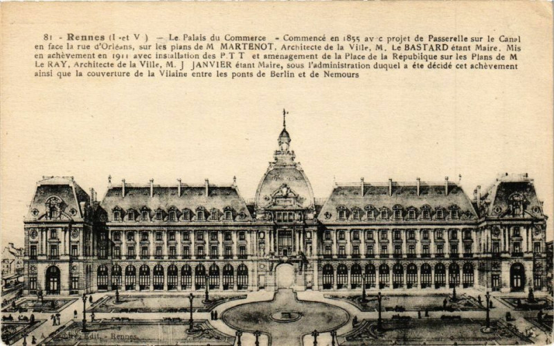 Carte postale ancienne Rennes-Le Palais du Commerce à Rennes