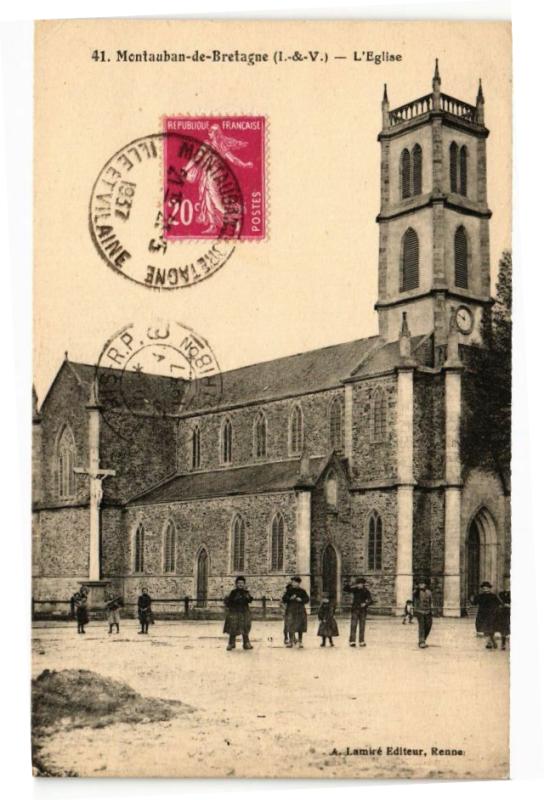 Carte postale ancienne L'Eglise à Montauban-de-Bretagne
