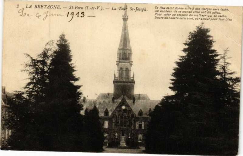 Carte postale ancienne La Bretagne-Saint-Pern-La Tour Saint-Joseph à Saint-Pern