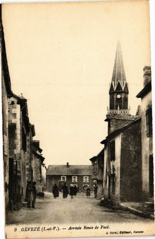 Carte postale ancienne Gevezé-Arrivée Route de Pacé à Pacé
