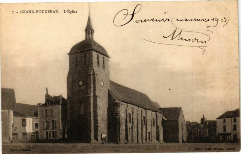 Carte postale ancienne Grand-Fougeray-L'Eglise à Grand-Fougeray