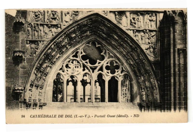 Carte postale ancienne 94 - Dol.  Cathédrale. Portail ouest (détail). Nd Phot. à Dol-de-Bretagne