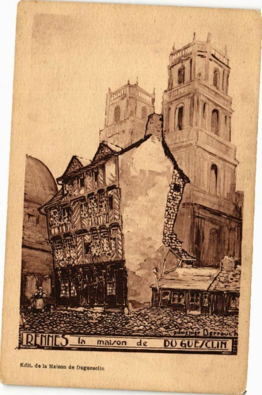 Carte postale ancienne Rennes - La maison de Du Guezclin à Rennes