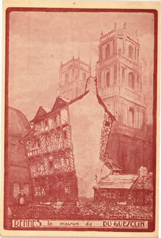 Carte postale ancienne Rennes - La maison de Du Guezclin à Rennes