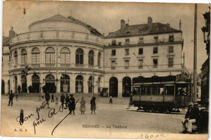 Carte postale ancienne Rennes - Le Théatre à Rennes