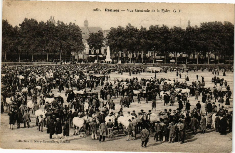 Carte postale ancienne Rennes - Vue Générale de la Foire à Rennes