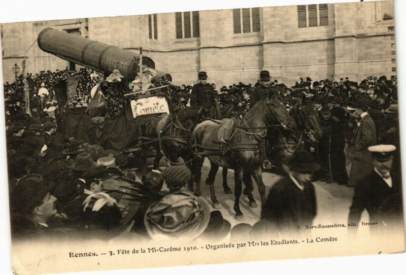 Carte postale ancienne Rennes Fete de la Mt-Careme 1910 Organisée par Mrs les Etudiants à Rennes