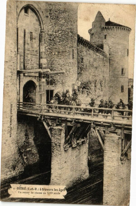 Carte postale ancienne Vitre (I.-et-V.) a travers les ages Un retour de chaisse au Xiv s à Vitré