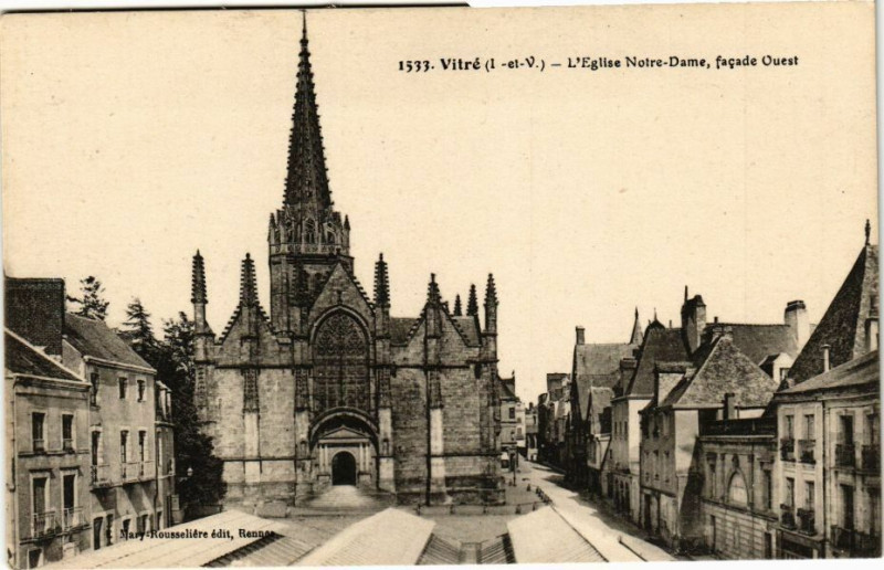 Carte postale ancienne Vitre (I.-et-V.) - l'Eglise Notre-Dame facade Ouest à Vitré