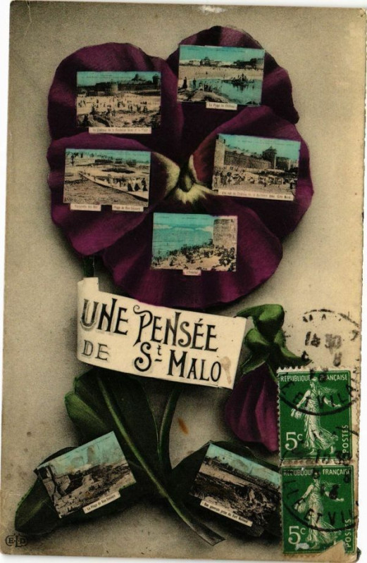 Carte postale ancienne Une Pensée de Saint-Malo à Saint-Malo