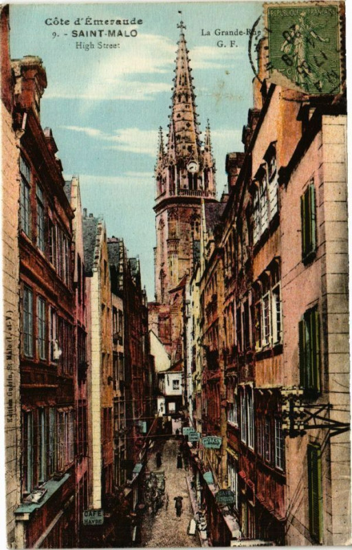 Carte postale ancienne Cote d'emeraude - Saint-Malo - La Grande Rue - High Stréet à Saint-Malo