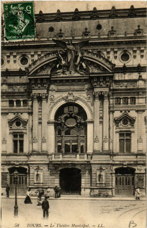 Carte postale ancienne Tours - Le Théatre Muicipal à Tours