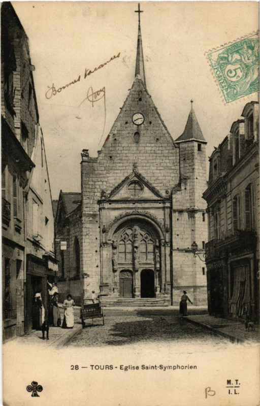 Carte postale ancienne Tours - Eglise Saint-Symphorien à Tours