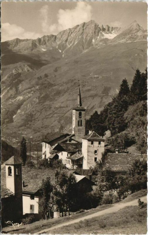 Carte postale ancienne Montvalezan La Tour - L'Eglise - Bourg Saint-Maurice - Le Rognaix à Bourg-Saint-Maurice
