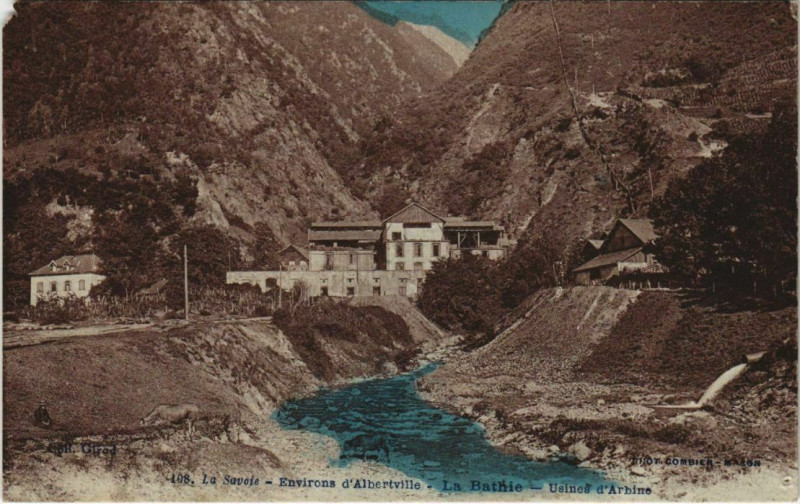 Carte postale ancienne La Bathie Usines d'Arbine à Arbin