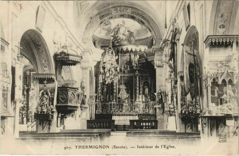 Carte postale ancienne Thermignon Interieur de l'Eglise