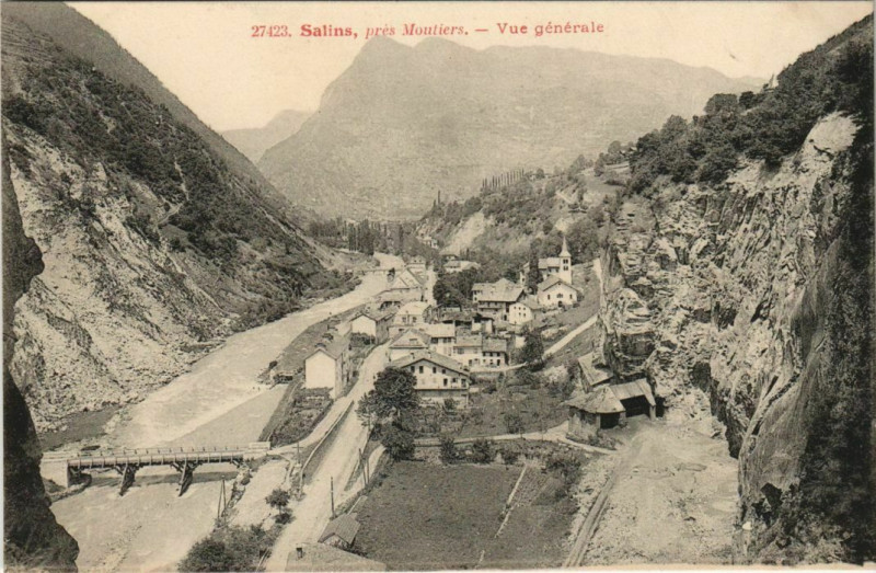 Carte postale ancienne Salins pres Moutiers - Vue Generale