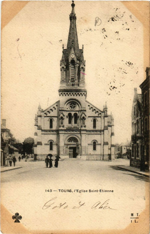 Carte postale ancienne Tours l'Eglie Saint-Etienne à Tours