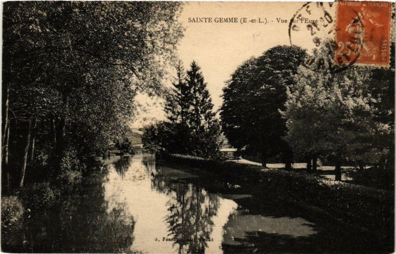 Carte postale ancienne Sainte-Gemme - Vue sur l'Eure