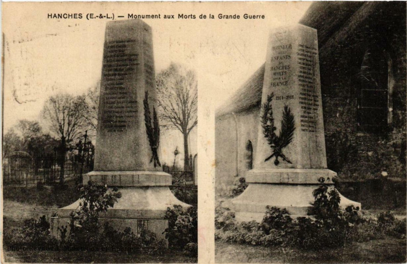Carte postale ancienne Hanches - Monument aux Morts de la Grande Guerre à Hanches