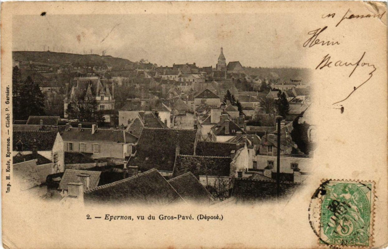 Carte postale ancienne Epernon - vu du Gros pavé à Épernon