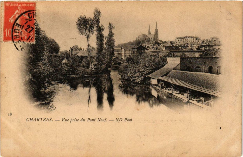 Carte postale ancienne Chartres - Vue prise du Pont Neuf à Chartres