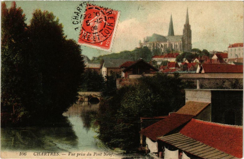 Carte postale ancienne Chartres - Vue prise du Pont Neuf à Chartres