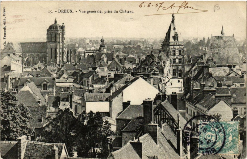 Carte postale ancienne Dreux - Vue générale à Dreux