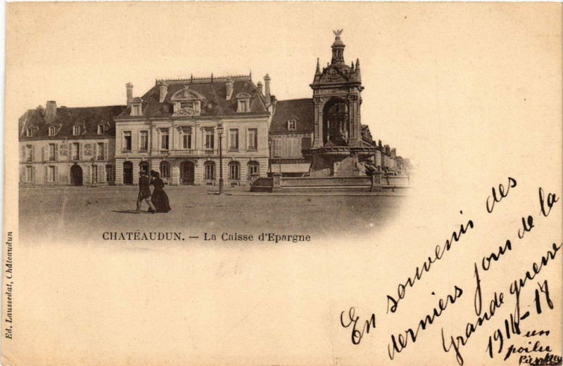 Carte postale ancienne Chateaudun - La Caisse d'Epargne à Châteaudun