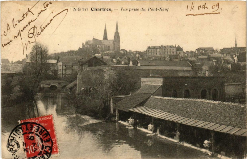Carte postale ancienne Chartres - Vue prise du Pont Neuf à Chartres