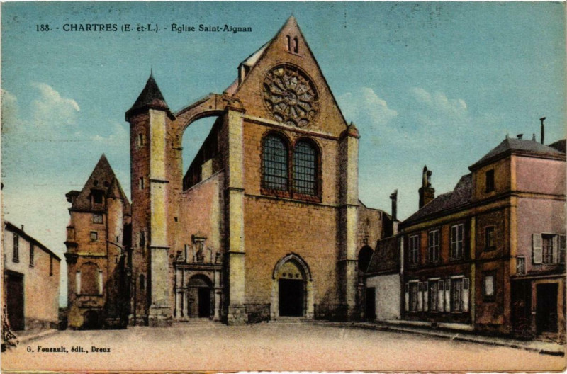 Carte postale ancienne Chartres - Eglise Saint-Aignan à Chartres