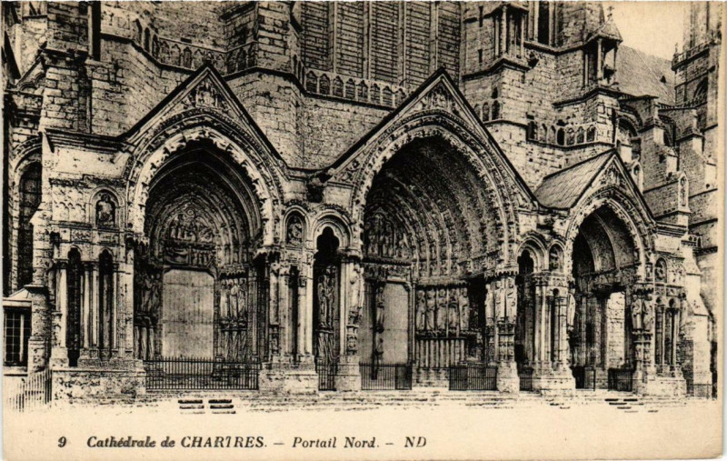 Carte postale ancienne Cathédrale de Chartres - Portail Nord à Chartres