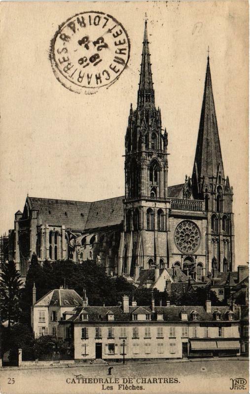 Carte postale ancienne Cathédrale de Chartres - Les Fleches à Chartres