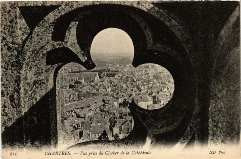 Carte postale ancienne Chartres - Vue prise du Clocher de la Cathédrale à Chartres