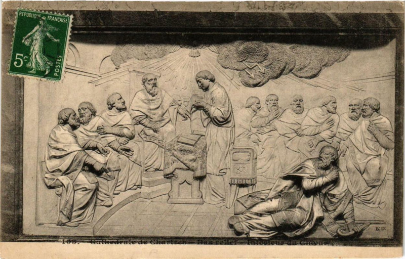 Carte postale ancienne Cathédrale de Chartres - Bas Relief-Interiur du Choeur à Chartres